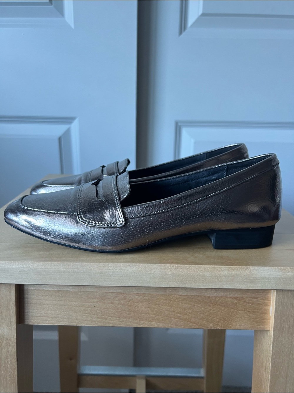 New Zara Metallic Silver Loafers